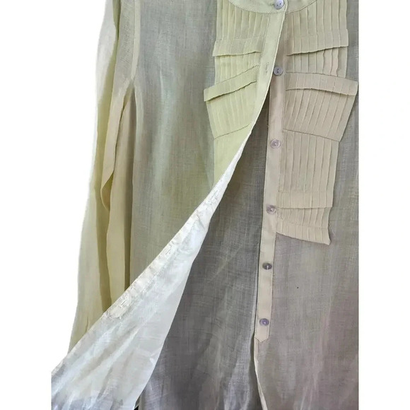Max Studio Women's Ramie Cream Long Sleeves Button Down Shirt Size Large - Picture 5 of 8